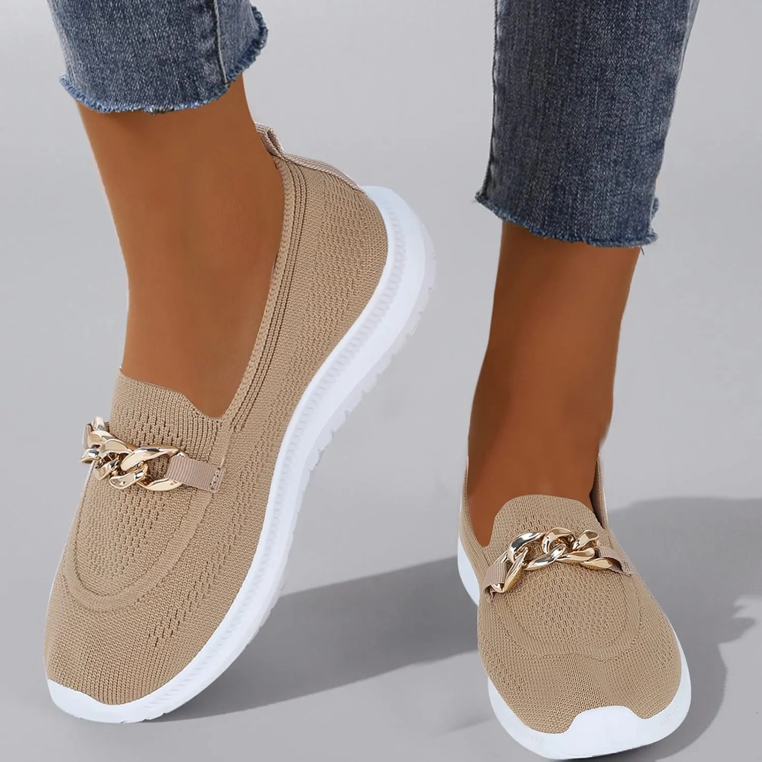Women's Lightweight Knit Loafers Driving Loafer Casual Slip On Flat Comfortable Boat Shoes Flat Breathable Shoes Lightweight Classic Comfort Casual Walking Shoes Dressy Work Flats Shoes Women