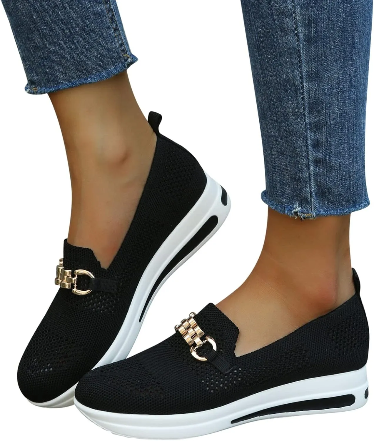 Women's Lightweight Knit Loafers Driving Loafer Casual Slip On Flat Comfortable Boat Shoes Flat Breathable Shoes Lightweight Classic Comfort Casual Walking Shoes Dressy Work Flats Shoes Women