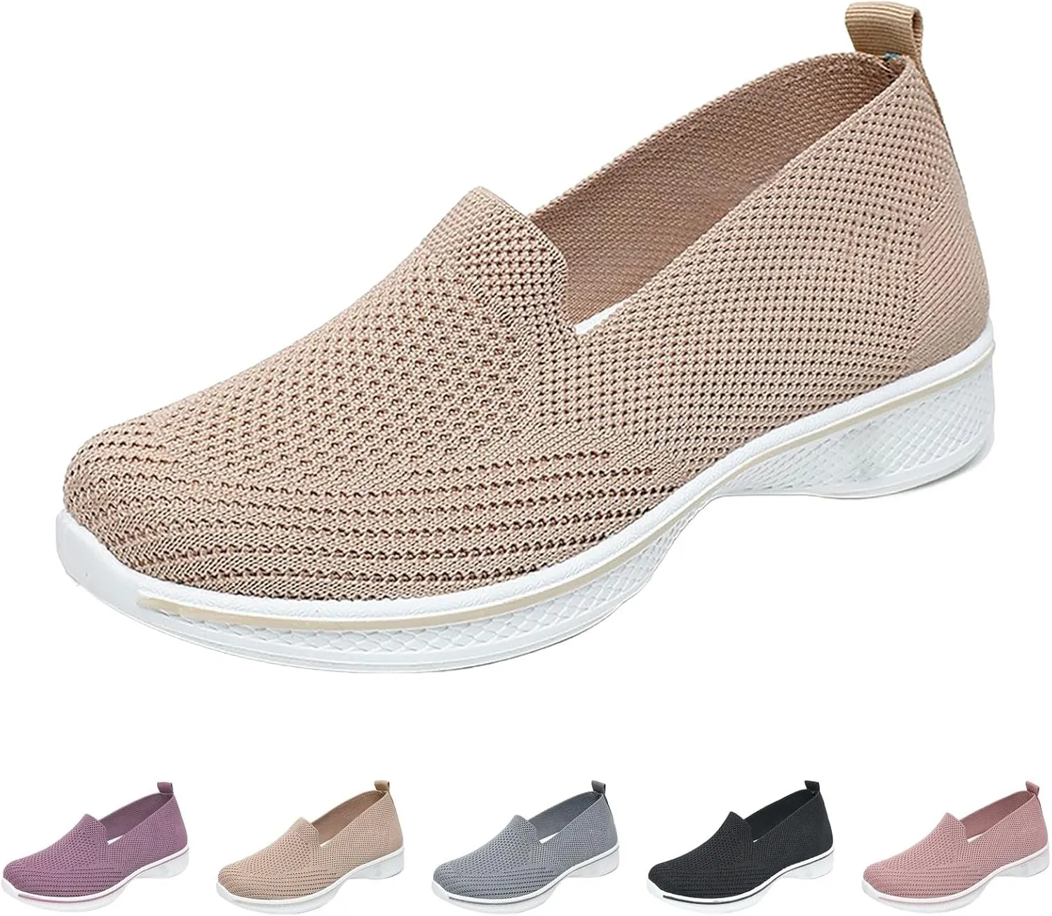 Womens Orthopedic Shoes Slip On Women's Sneakers Loafers Solid Color Lightweight Cute Round Toe Running Shoes Loafers for Women Casual Outdoor Walking Shoe
