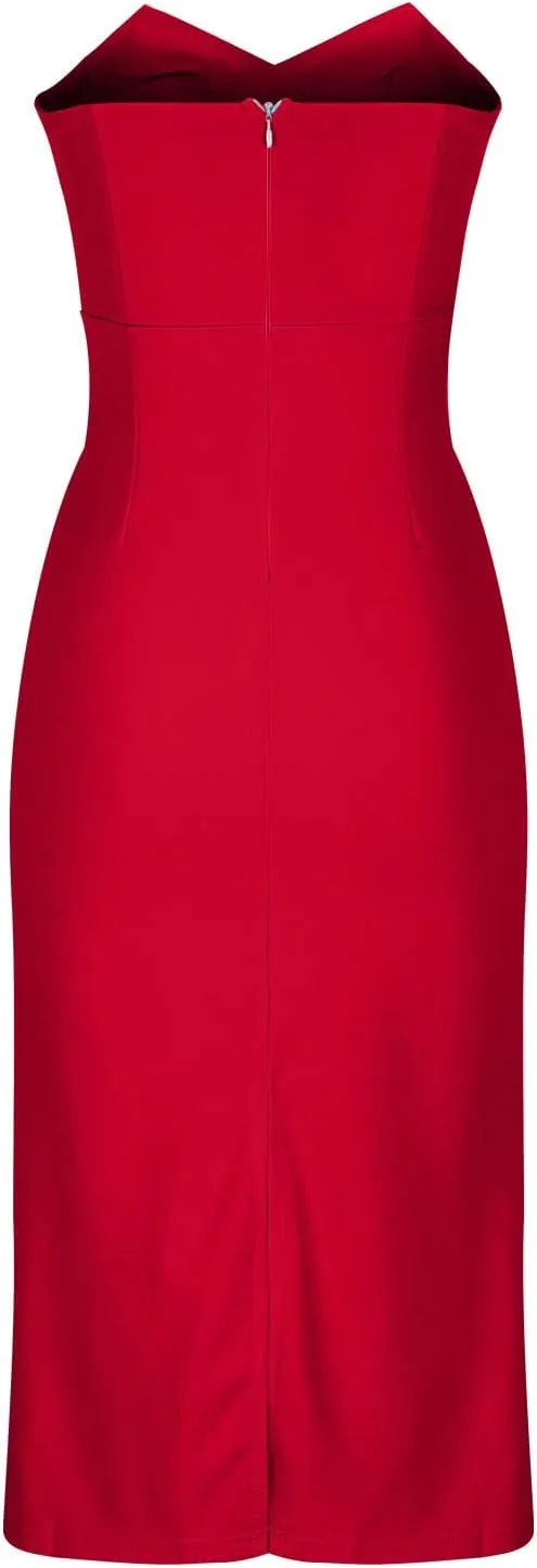 Womens Summer Bodycon Tube Midi Dress Sexy Slim Fitted Strapless Going Out Casual Elegant Evening Party Cocktial Dresses