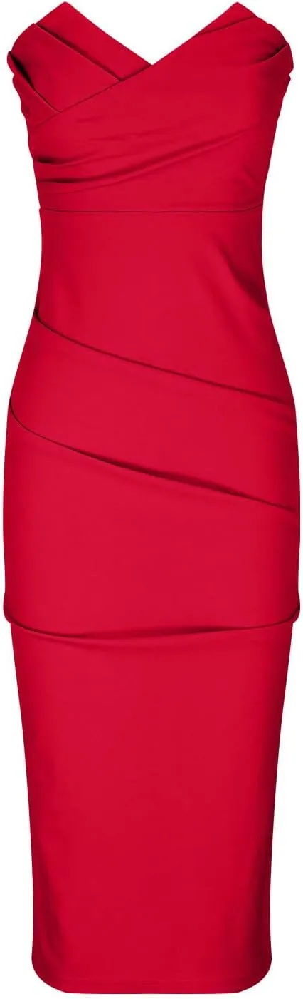 Womens Summer Bodycon Tube Midi Dress Sexy Slim Fitted Strapless Going Out Casual Elegant Evening Party Cocktial Dresses