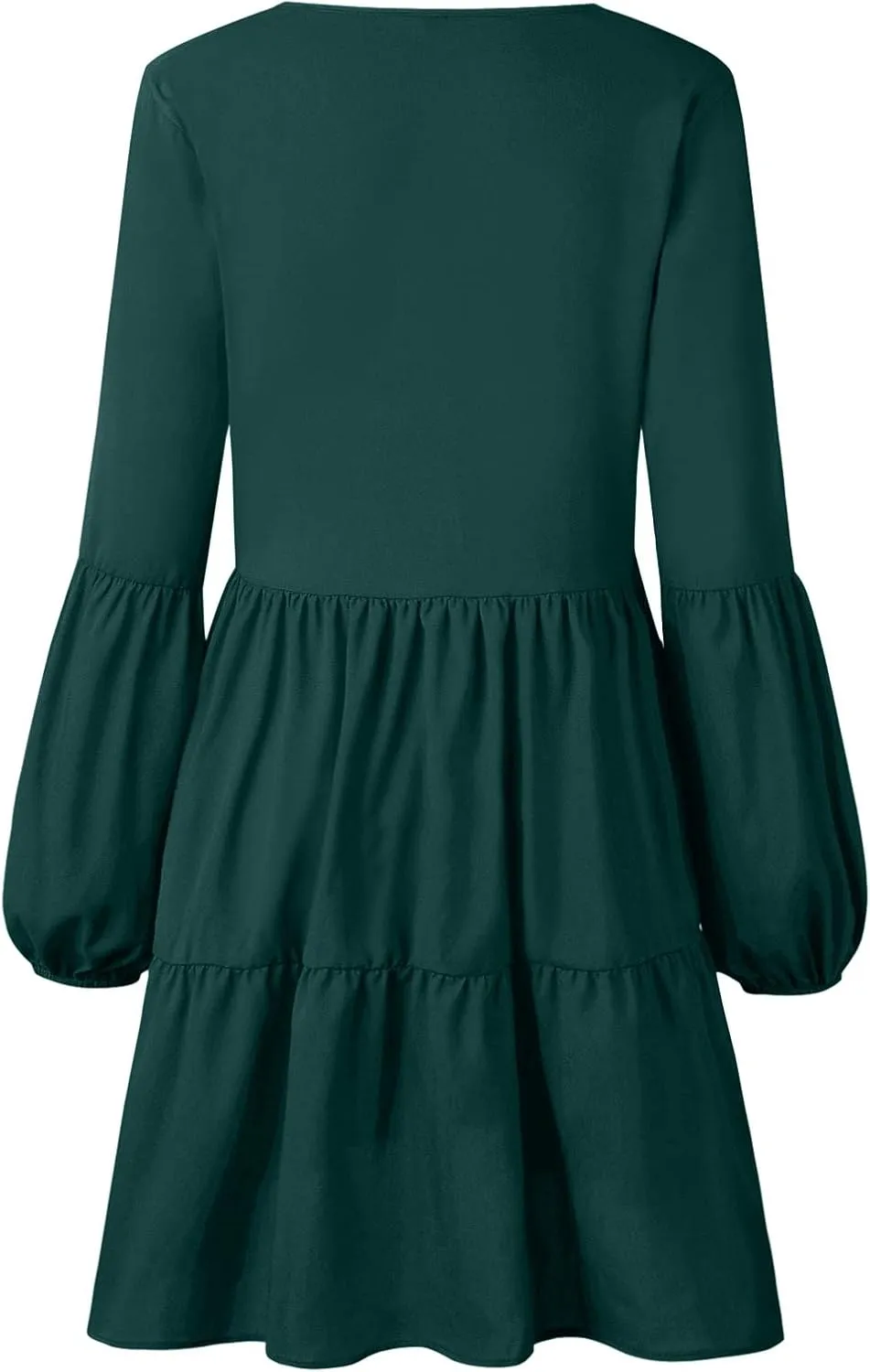 WUAI Summer Dress for Women Bell Long Sleeve V-Neck Tunic Dress Casual Loose Flowy Swing Shift Dresses