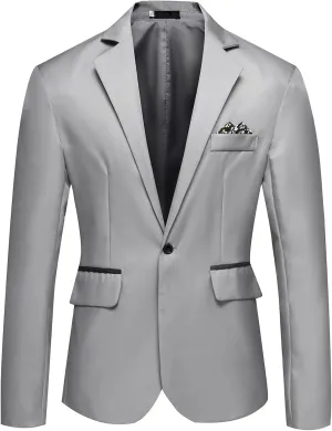 Ymosrh Mens Fleece Jacket Men's Casual Business Wedding Long Sleeve Buttons Slim Fit Suit Coat Jacket Leather Men