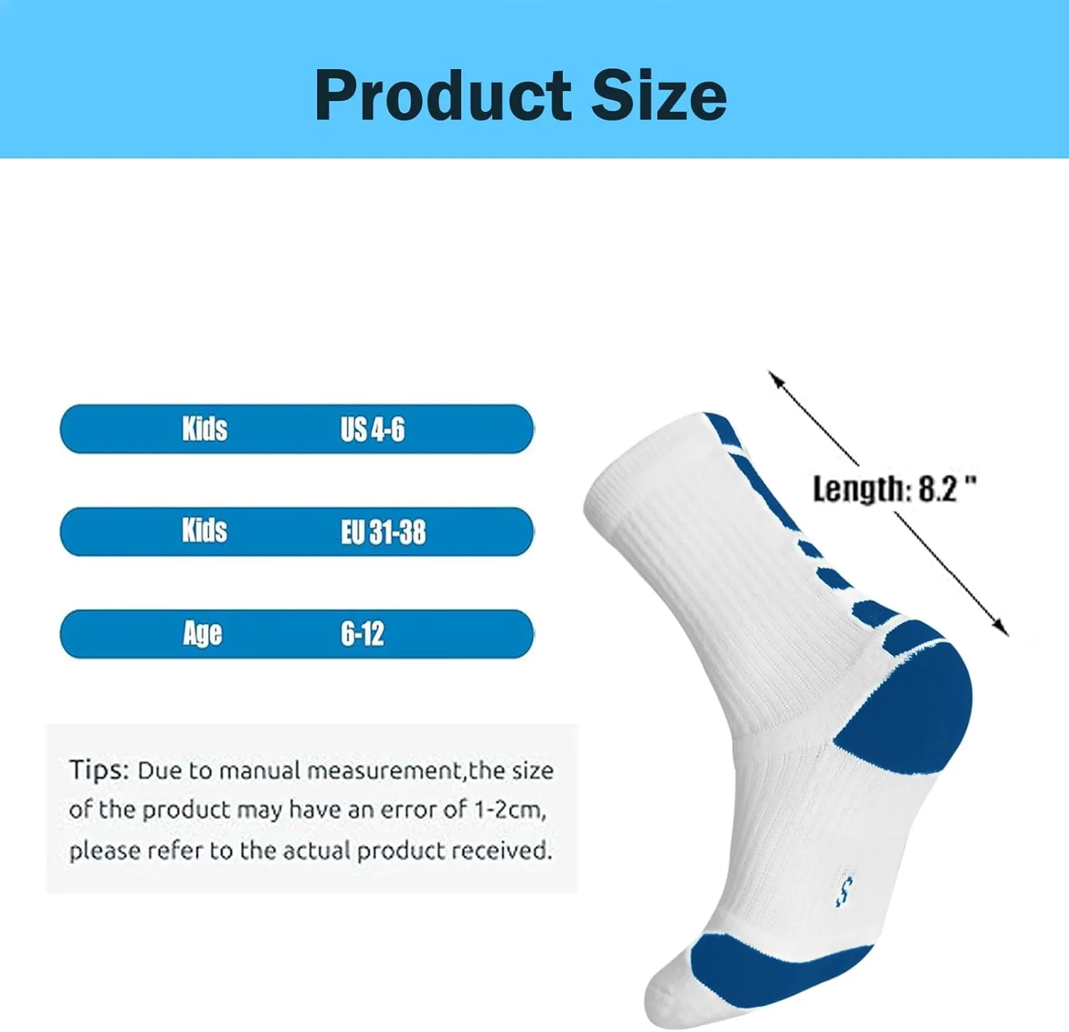 Youth Elite Basketball Socks for Boys - Cushioned Sports Sock Compression Socks for Active Kids, Fits Ages 6-12