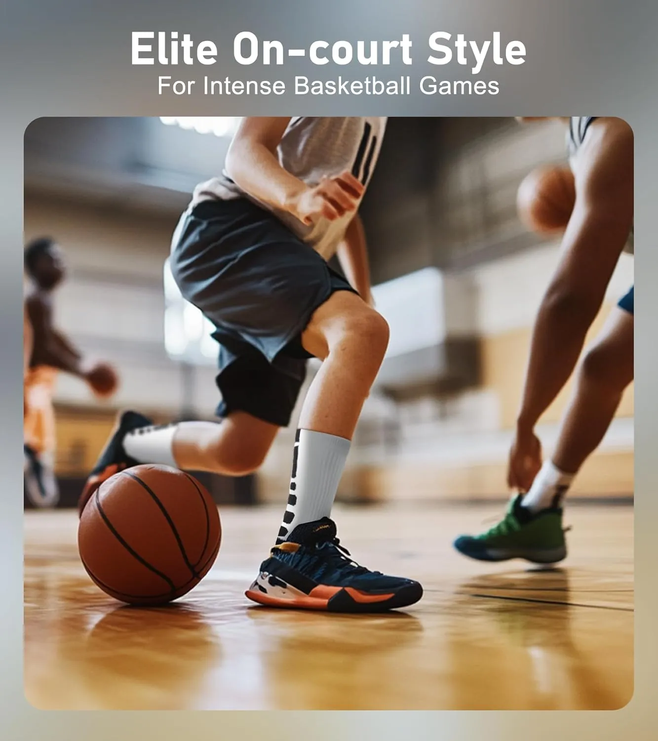 Youth Elite Basketball Socks for Boys - Cushioned Sports Sock Compression Socks for Active Kids, Fits Ages 6-12