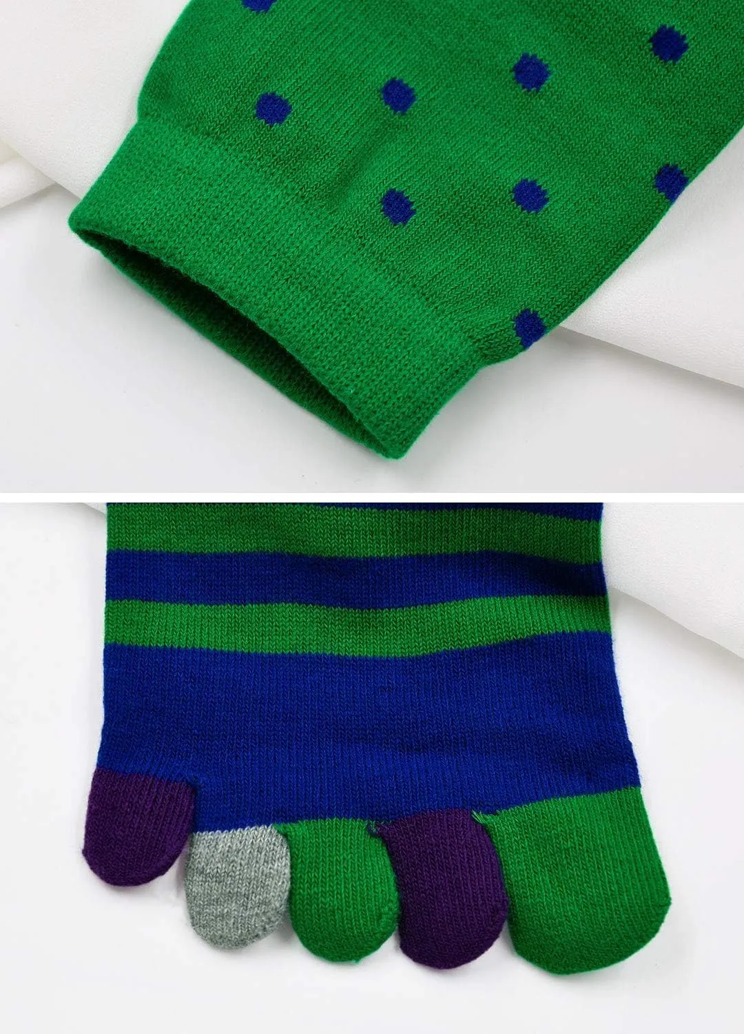 ZAKASA Mens Toe Socks Cotton Five Finger Crew Socks Athletic Running Socks 5 Pairs