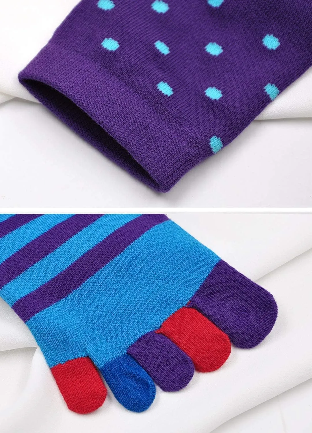 ZAKASA Mens Toe Socks Cotton Five Finger Crew Socks Athletic Running Socks 5 Pairs