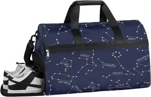 Zodiac Pattern Sports Gym Bag with Wet Pocket & Shoes Compartment Waterproof Workout Duffel Bag for Women and Men Weekender Overnight Duffle Bag Travel Carry-on Tote